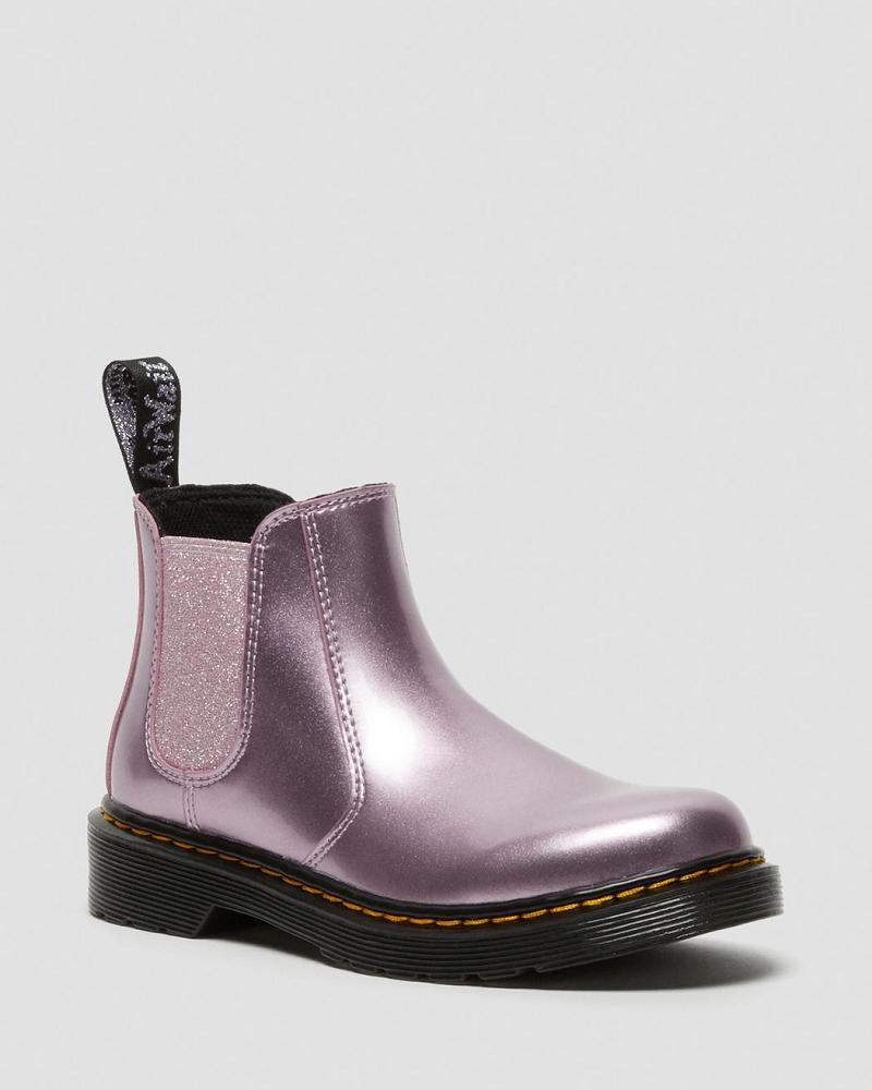 Pink Kids\' Dr Martens Junior 2976 Metallic Chelsea Boots | CA 668XYU